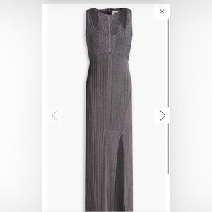 HERVÉ LÉGER Cutout metallic ribbed-knit gown XS